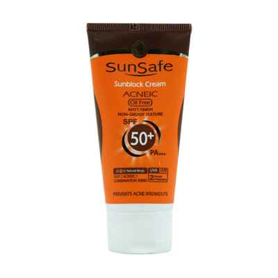 کرم ضد آفتاب SPF50 فاقد چربی سان سیف مناسب پوست های چرب و آکنه ای ۵۰ میلی لیتر