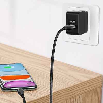 کابل شارژ و انتقال داده دوسر بیسوس Baseus 2in1 Dual Output Cable USB+Type-C to iP 18W Baseus 2in1 Dual Output Cable USB / USB Typ C PD 18W - Lightning 2A 1m CATLYW-G01