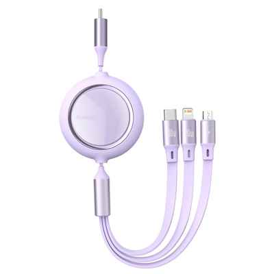 کابل شارژ سریع سه سر بیسوس Baseus Bright Mirror 3in1 Retractable Data Cable CAMLC-AMJ01