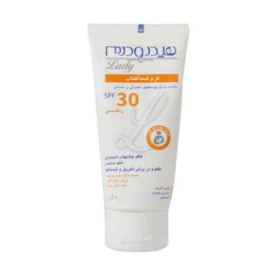 کرم ضد آفتاب SPF30 رنگی هیدرودرم مناسب پوست های معمولی و حساس ۵۰ گرم