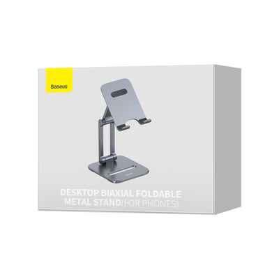 هولدر رومیزی موبایل بیسوس Baseus Desktop Biaxial Foldable metal smartphone stand gray LUSZ000013