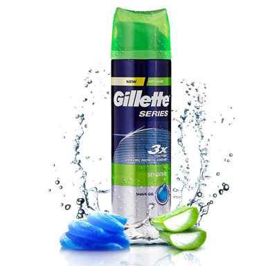 ژل اصلاح ژیلت مدل 3X Sensitive مناسب استفاده برای پوست های حساس همراه با رایحه آلوئه ورا – Gillette Series