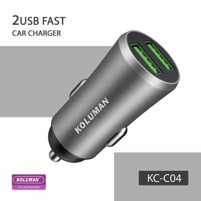 شارژر فندکی کلومن به همراه کابل تایپ سی و میکرو یو اس بی koluman car charger with micro usb & type c cable KC-C04