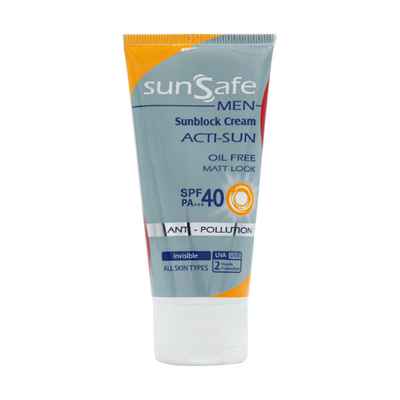 کرم ضد آفتاب فاقد چربی spf40 آقایان سان سیف مناسب برای انواع پوست 50 گرم