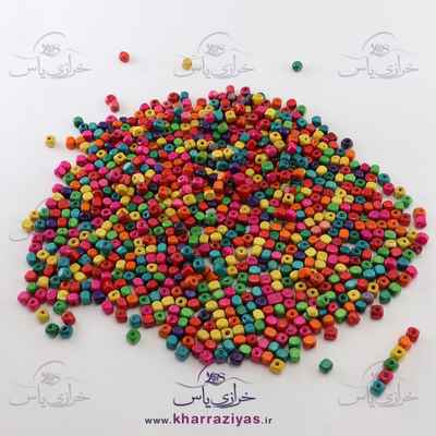 مهره چوبی مربع رنگی حدود 8 میل (بسته حدود 350 عددی)